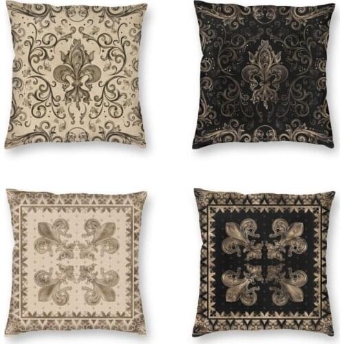 Fashion Royal Sacred Fleur De Lis Square Throw Pillow Cover Home Decorative 3D Print Vintage Lily Flower Cushion Cover for Car