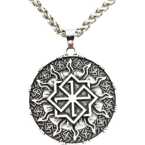 Nostalgia Slavic Molvinets Symbol Kolovrat Wheel Talisman Amulet Pendant Necklace