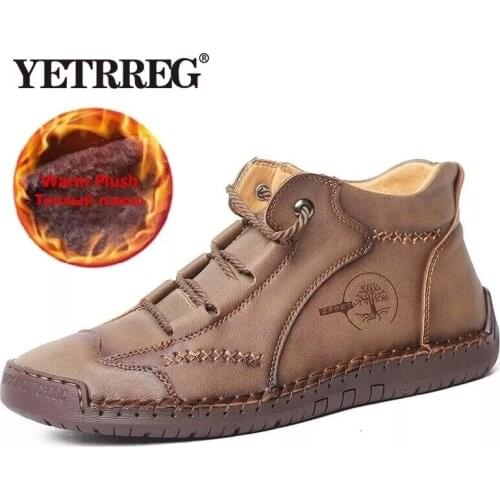 New Spring Autumn Handmade Mens Boots High Quality Leather Ankle Boots Outdoor Comfortable Casual shoes Mens Shoes Size 38-48