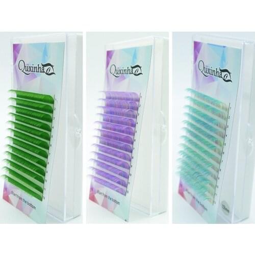 QUXINHAO NEW C/D0.07/0.1mm 8-15mm false lashes blue+green+purple+gray eyelash individual colored lashes Faux eyelash extensions