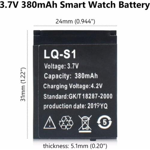20PCS lq s1 3.7V 380mAh Rechargeable Li-ion Polymer Battery Smart Watch Battery for DZ09 W8