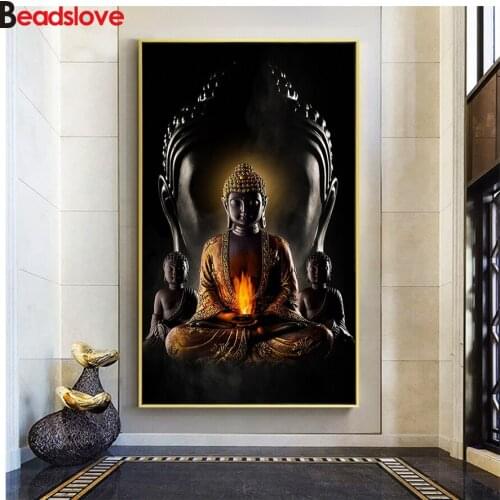 Full Drill square Diamond Painting Still Life Picture Buddha Religious Large DIY 3D Embroidery Rhinestone Mosaic diamond round