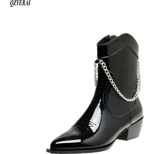 QZYERAI new Genuine leather Female boots Ankle womens boots The European boots shoes Size 34-41
