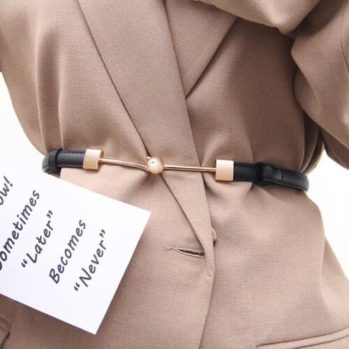 Gold Metal Buckle Belts For Women Skinny Dress Coat Wasitband Female Ladies PU Leather Adjustable Thin Belt
