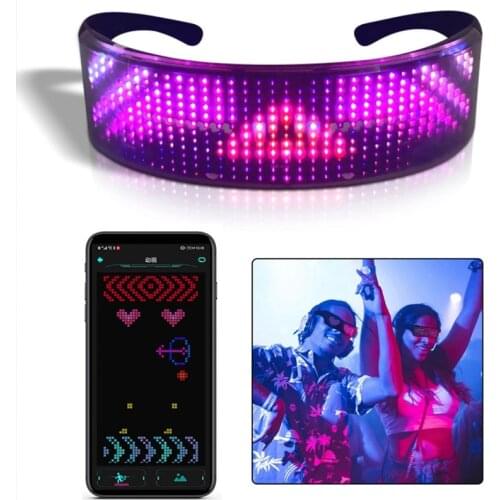 LED Glowing Glasses Halloween KTV Bar Performance Luminous Glasses Heart Shaped LED Bluetooth Birthday Party Glasses Cheer Props