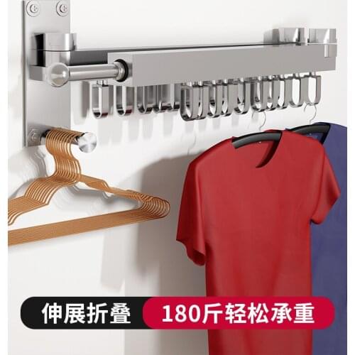 Telescopic Folding Wall Clothes Dryer Rack Creative Aluminum Alloy Balcony Indoor Space Saving Drying Rack Clothes Hanging Rack