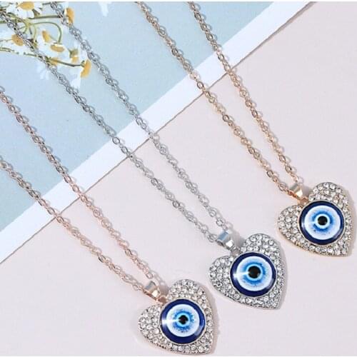 Vintage Sea Blue Evil Eye Pendants Necklace For Women Men Girls Glass Turkey Evil Eyes Lucky Necklace Colorful Choker Jewelry