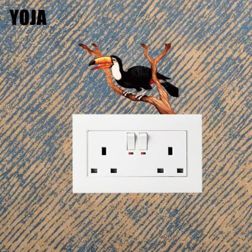 YOJA Beautiful Branches Of The Parrot Decor Wall Switch Sticker Living Room Bedroom Decals Personalized 10SS0420