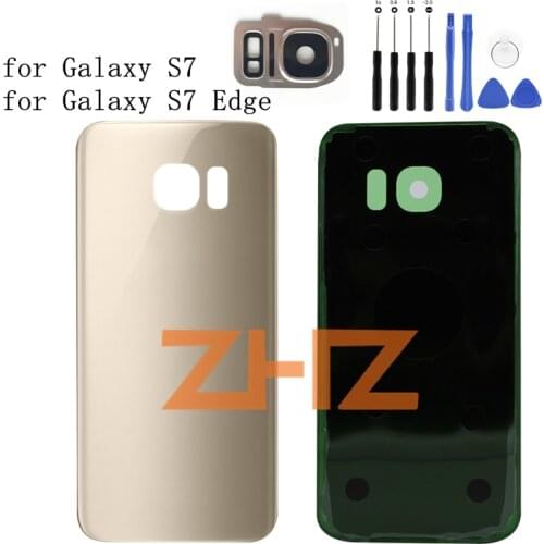 For SAMSUNG Galaxy S7 G930/ S7 EDGE G935 Battery Back Cover Door Rear Glass Housing Case Battery Cover +Camera Glass Lens Frame