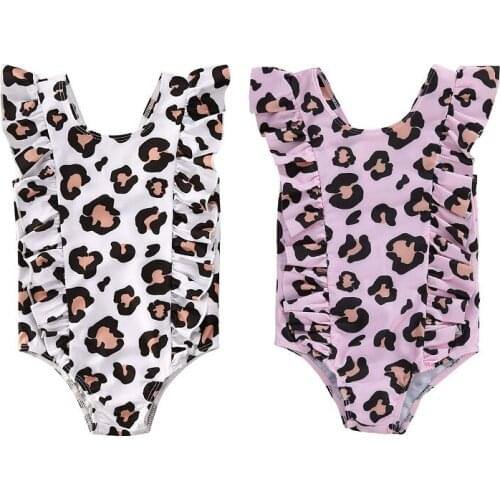 Baby Girls Ruffle Leopard Bikini Tankini Kids Swimwear 2021 Summer Toddler Beachwear One Piece Swimsuit Children Bathing Suit