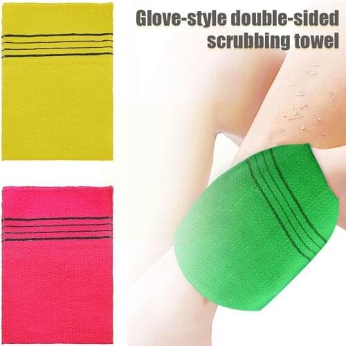 1pcs Double-sided Towel Exfoliating Bath Washcloth Adults Towels Grain Gloves Body Coarse Scrub Portable Scrubbing Shower P5U4