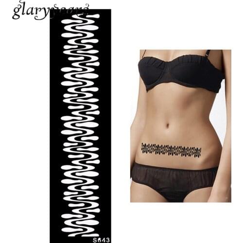 1 Piece Women Waist Body Art Paint Tattoo Henna Stencil Stripe Pattern Design Indian DIY Henna Tattoo Template Sexy Product S643