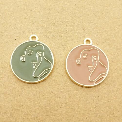 10pcs 20x22mm enamel girl face charm for jewelry making and crafting fashion earring pendant bracelet necklace charms