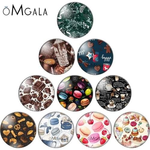 Various Food Hamburg chocolate mixed 10pcs 12mm/18mm/20mm/25mm Round photo glass cabochon demo flat back Making findings