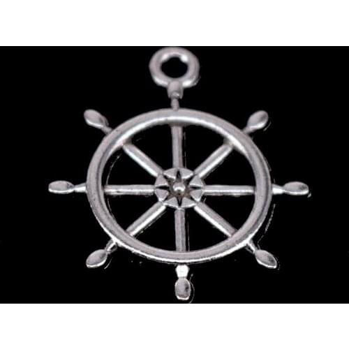 10Pcs Mixed Tibtan Silver Rudder Charms Pendants for DIY Jewelry Making Accessories Christmas Gift Shipping 27X23mm