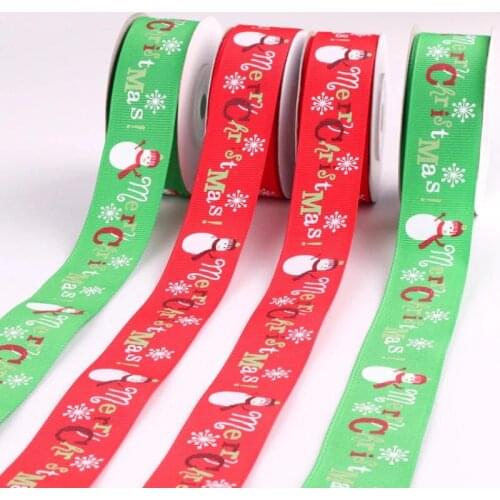 2pcs/lot 2.5cm Wide 10 Yards Christmas Element Printing Ribbon Gift Wrap Christmas Decoration Ribbon