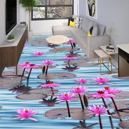 Beibehang 3D fresco custom water lily 3D living room bedroom thickened floor decoration painting wallpaper papel de parede