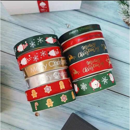 5 Yards 10-25mm Festiva Christmas Gilding Ribbons Wedding Party Decoration For DIY Bow Card Gifts Cake Wrapping Handmade Sewing