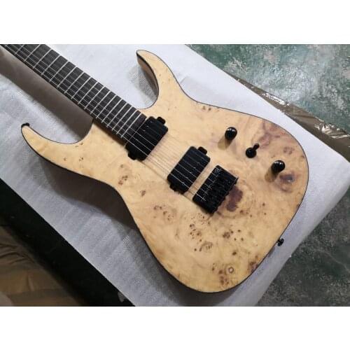 Custom 6 string guitar,ASH wood guitar,burl maple veneer,black binging,HH pickups,24 frets,strings through body