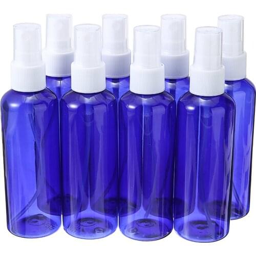 8pcs Perfume Atomizer Bottle 100ml Blue Empty Plastic Spray Bottles Plastic Bottle Atomizer Travel Reusable Cosmetic Container