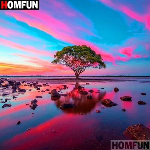 HOMFUN Diamond painting "Tree water" Full Square/Round Drill Wall Decor Inlaid Resin Embroidery Craft Cross stitch A13506