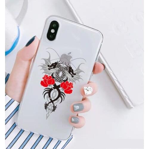 Western Dragon Phone Case For iphone X XS MAX XR for iphone 12 mini 11 pro max 6s 7 8 Plus SE 2020 Clear Transparent Back Cover