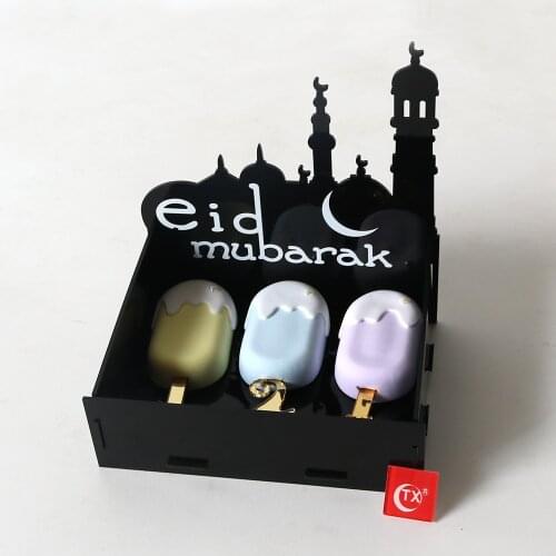 TX Black Acrylic 3MM DIY Easy To Install Food Serving Dessert Tray Decorations For Moon Srar Arabic Eid Mubara Ramadan Party