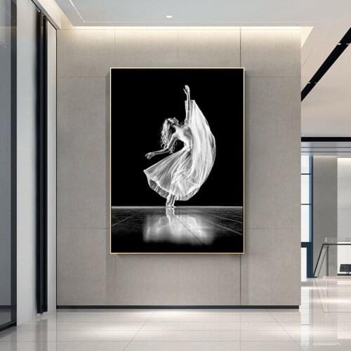 Black White Poster Dancer Women Print Wall Art Canvas Modern Paintings on the Wall Pictures for Living Room Modern Home Decor