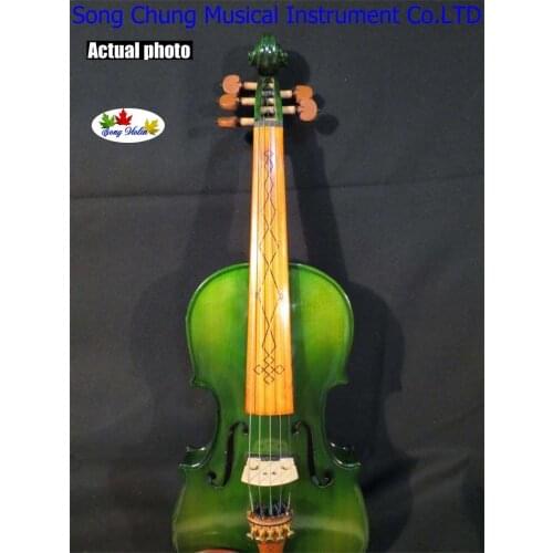 Green color best craft 5 strings 4/4 electric violin +Acoustic violin #8290