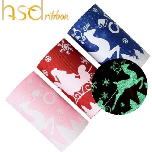 HSDRibbon 75MM 3 inch Unicorn Series Glow in the dark noctilucent glitter Printed on HT grosgrain ribbon