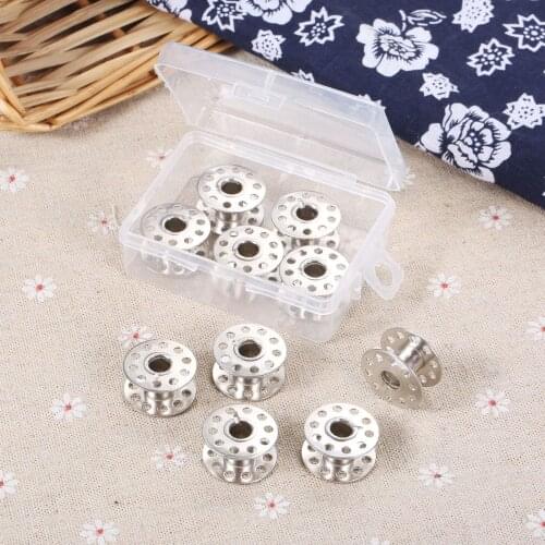 10Pcs/Box 21*11mm Sewing Machine Bobbins Metal Spools Thread Core Coil Bobbin for Janome Singer Model Sewing Machine Accessories