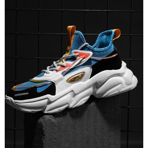 Mens shoes casual running sneakers mesh fly woven non-slip elastic large size fashion comfortable breathable vulcanized shoes