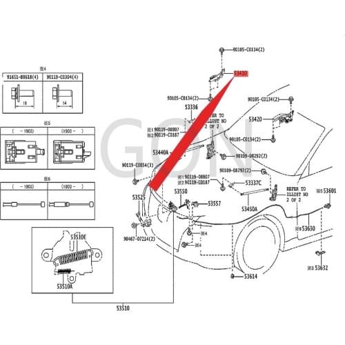 Engine cover right hinge assembly 2015-Toy ota CRO WN engine cover hinge RH engine oil pan gasket with hole hinge
