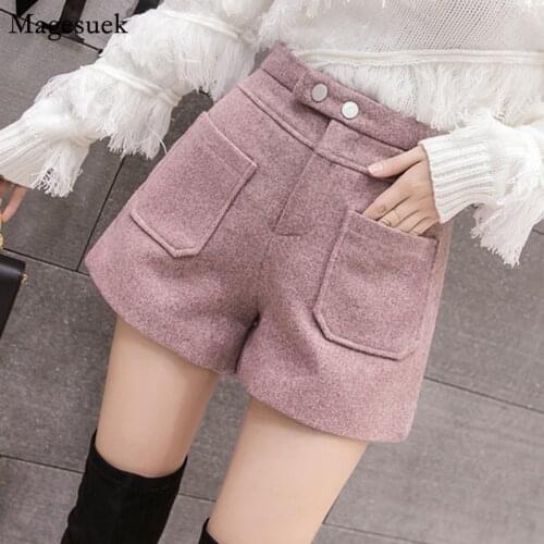 Fashion Woolen Harajuku Women Shorts 2021 New Casual Shorts Women Pockets Chic Winter Shorts Women Autumn High Waist Shorts 6307