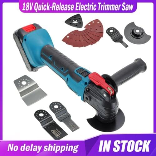 Power Oscillating Tools Electric Trimmer Saws Home DIY Lithium-ion Rechargeable Oscillating Multi Tools with 2 pcs 18v Battery