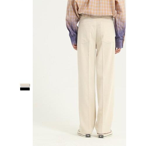 Mens Summer Solid Color Slim Casual Suti Pants 2021 Fashion Youth Straight Tube Show Thin Black Apricot Mens Dress Pants