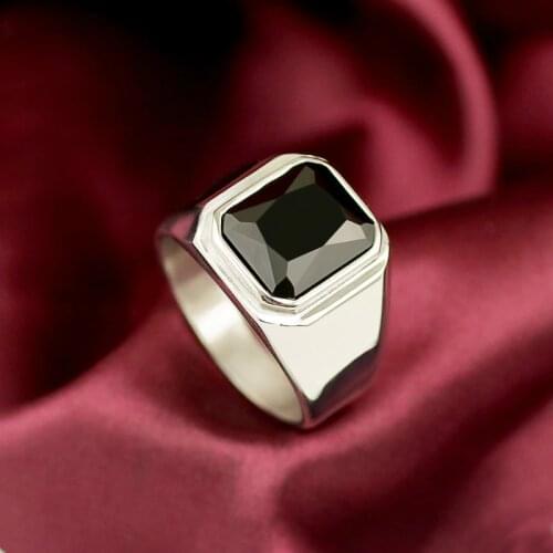 100% 925 sterling silver inlaid corundum and agate mens ring will never fade, no allergies, free shipping