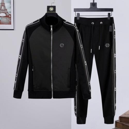 2020 New PP Skull Brand Men 2-Piece Sweatshirt Pants Sportswear Set Zip Plein Clothes Sudadera con capucha para hombre