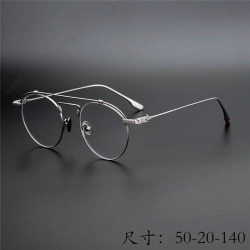 Limited edition Vintage Ultralight titanium eyeglass frame double bridge simple type retro round eyewear women original quality