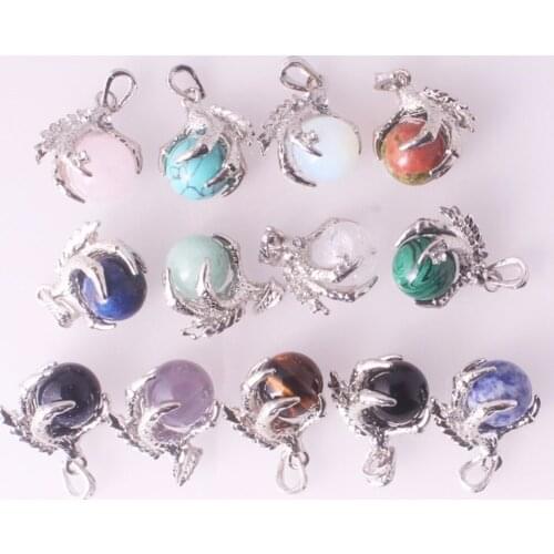 Wholesale 24pcs Natural Stone Dragon Claw Reiki Charms Pendulum Healing Eagle Claw Pendants for Making Necklace Free Shipping