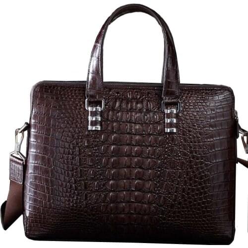 Ourui new true crocodile male men briefcase black One shoulder Mens handbags men handbag