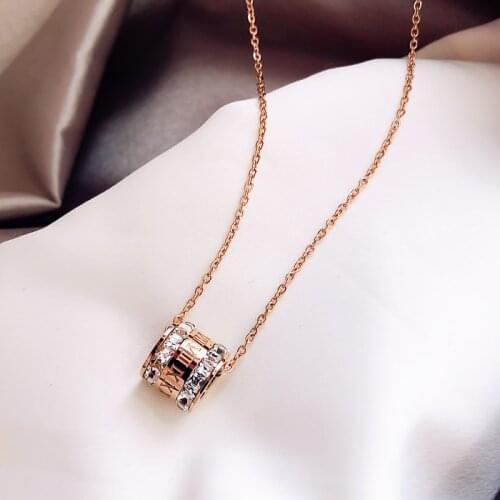 Stainless titanium Steel Roman Crystal Necklaces for Women