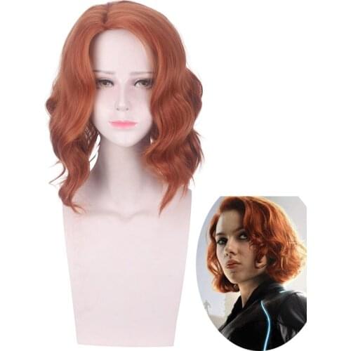 Movie Avenger Black Widow Natasha Romanoff Short Curly Wave Wig Cosplay Costumes Wig Halloween Party Heat Resistant Synthetic Ha