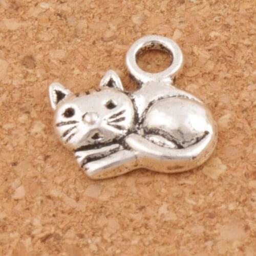 Lying Cat Spacer Charm Beads Pendants Alloy Handmade Jewelry DIY L1153 50pcs 14x14 mm Zinc Alloy