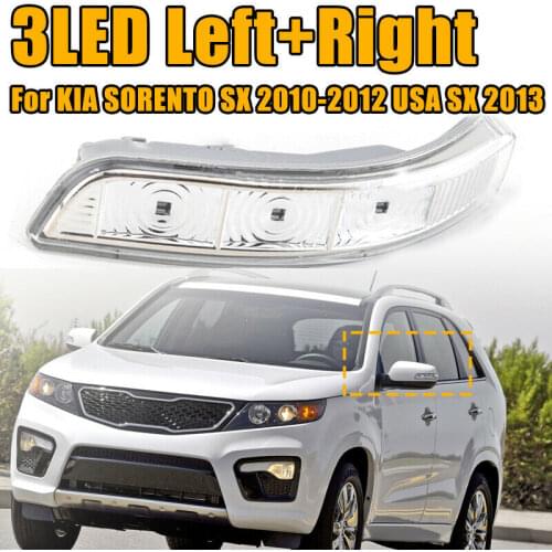 3 LED Car Side Rearview Mirror Turn Signal Lights Indicator Lamp for Kia Sorento SX 2010 2011 2012 SX LX USA 2013