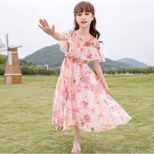 Girls Casual Dresses 2021 Childrens Casual Fashion Chiffon Dresses Summer Girl Evening Dress 12 Childrens Clothing 11 Year Old