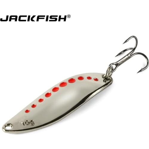 JACKFISH Metal sequins noise fishing bait rotating spoon hard bait with feathers treble hook