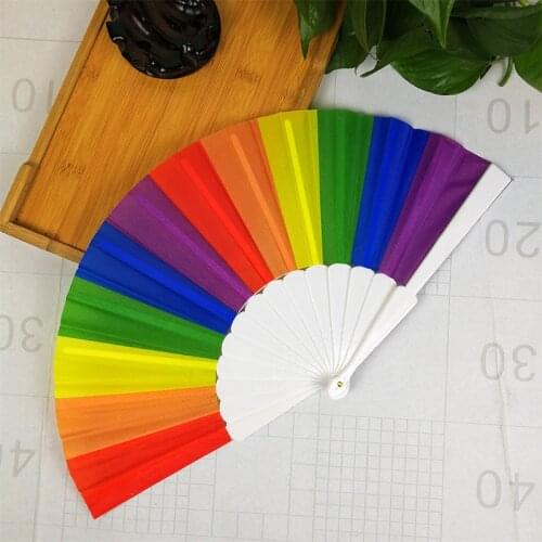 Rainbow Silk Hand Held Folding Fan Vintage Style Design For Birthday,Graduation,Holiday,Wedding Random Style