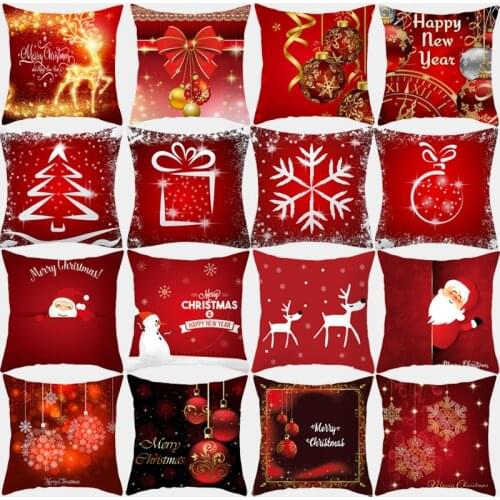Christmas Decorative Pillows Cover Merry Christmas Printed Cushion Cover 45*45 Polyester Sofa Cushion Home Decoration Pillowcase