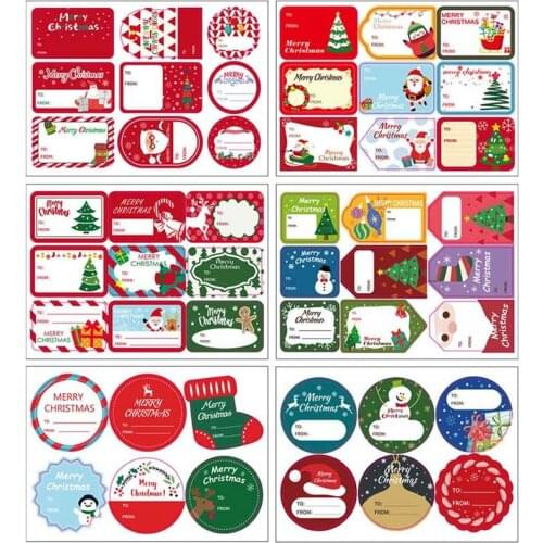 Santa Snowman Christmas Tree Deer Gift Tag Sticker Christmas Day Party Decoration For Shopping Small Shop Local Handmade